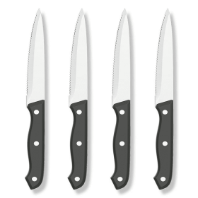 GPED Steak Knives Set of 4, 4.5-inch Serrated Steak Knife Set, Ultra Sharp Stainless Steel Triple Rivet Collection Kitchen Steak Knife Set
