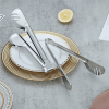 ReaNea Silver Flatware Serving Set of 10 Pieces,Silverware Serving Utensils Large Spoon Set