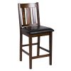 Espresso Finish Counter Height 5pc Dining Set Tabe and Counter Height Chairs Set Black Faux Leather Upholstered Seat Wooden Dining Kitchen Furniture