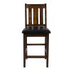 Espresso Finish Counter Height 5pc Dining Set Tabe and Counter Height Chairs Set Black Faux Leather Upholstered Seat Wooden Dining Kitchen Furniture
