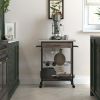 Multipurpose kitchen cart, wine rack and pantry, stainless steel and black metal, brown