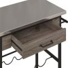 Multipurpose kitchen cart, wine rack and pantry, stainless steel and black metal, brown