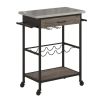 Multipurpose kitchen cart, wine rack and pantry, stainless steel and black metal, brown