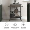 Multipurpose kitchen cart, wine rack and pantry, stainless steel and black metal, brown