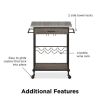 Multipurpose kitchen cart, wine rack and pantry, stainless steel and black metal, brown
