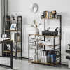 35.5" Kitchen Storage Shelf Baker's Rack with 10 Hooks, Rustic Brown
