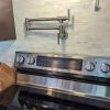 Pot Filler Faucet Wall Mount; Brushed Nickel Finish and Dual Swing Joints Design