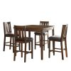 Espresso Finish Counter Height 5pc Dining Set Tabe and Counter Height Chairs Set Black Faux Leather Upholstered Seat Wooden Dining Kitchen Furniture