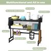 Dish drying rack, 2-tier dish rack with lid, suitable for the kitchen (black, medium length 33.46)