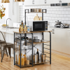 35.5" Kitchen Storage Shelf Baker's Rack with 10 Hooks, Rustic Brown