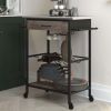 Multipurpose kitchen cart, wine rack and pantry, stainless steel and black metal, brown
