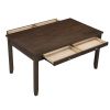 Dark Cherry Finish 5pc Dining Set Table and 4 Side Chair Chenille Upholstery Functional Drawers Table Wooden Funiture Dining Kitchen Set