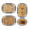 4PK Rectangular Tank Set; Clear Lid and Gray Buckle