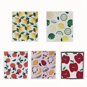 Household Wood Pulp Cotton Cleaning Cloth And Dishwashing (Option: 5 Pieces Of Fruit-19x17x0.2cm)