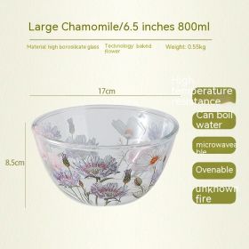 Household High Temperature Resistant Pattern Glass Bowl (Option: Chamomile-L)