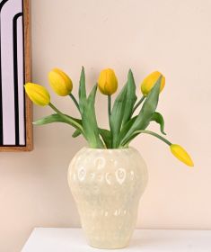 European-style Pastoral Vase Colorful Glass Flowerpot Living Room Home Flower Arrangement Decoration (Color: Yellow)