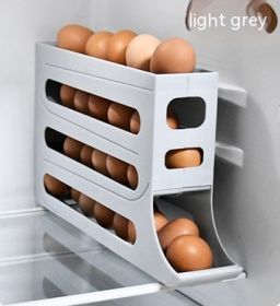 Refrigerator 4-Layer Automatic Egg Roller Sliding Egg Tray Refrigerator Side Door Large Capacity Holder Egg Storage Box Kitchen Gadgets (Option: Gray)