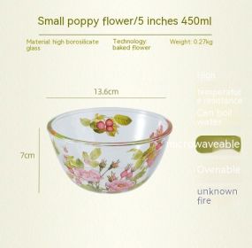 Household High Temperature Resistant Pattern Glass Bowl (Option: Poppies-M)