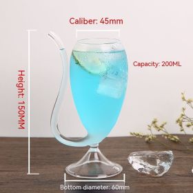 Heat-resistant Transparent Red Wine Juice Creative Curved Mouth Vampire Wine Glass (Option: 200ml Small With Base)