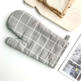 Anti-scald Microwave Oven Gloves High Temperature Resistance (Option: Gray Plaid)