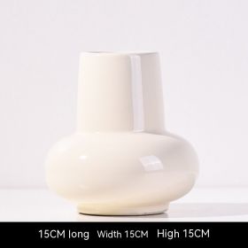 Ceramic Vase Good-looking Simple Flower Container Dining Table Home Decorations And Accessories (Option: TS412 Bright Beige)