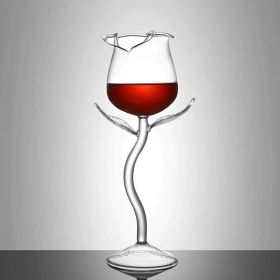 Heat-resistant Transparent Red Wine Juice Creative Curved Mouth Vampire Wine Glass (Option: Rose Cup)