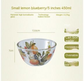 Household High Temperature Resistant Pattern Glass Bowl (Option: Lemon Blueberry-M)