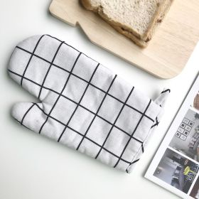 Anti-scald Microwave Oven Gloves High Temperature Resistance (Option: White Plaid)