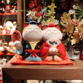Ceramic Lucky Cat Japanese Cute Piggy Bank Decoration (Option: Style1)