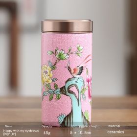 Enamel Color Small Size Mini Tea Jar Handmade Alloy Ceramic Airtight Storage Tea Weaker Portable (Option: Pink-High)