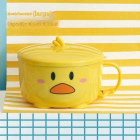 Stainless Steel Instant Noodle Bowl Draining With Lid (Option: Dull Eyes-L)