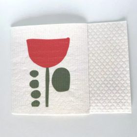 Household Wood Pulp Cotton Cleaning Cloth And Dishwashing (Option: Tulip-19x17x0.2cm)
