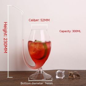 Heat-resistant Transparent Red Wine Juice Creative Curved Mouth Vampire Wine Glass (Option: 300ml High Straw)