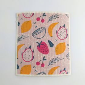 Household Wood Pulp Cotton Cleaning Cloth And Dishwashing (Option: Strawberry-19x17x0.2cm)
