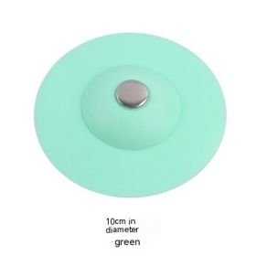 Kitchen Press-type Deodorant Closed Bounce Silicone Floor Drain Cover (Color: Green)