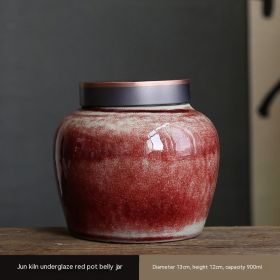 Vintage Firewood Tea Pot Household Moisture-proof Seal (Option: Jun Kiln Glaze Red)