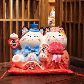 Ceramic Lucky Cat Japanese Cute Piggy Bank Decoration (Option: Style2)