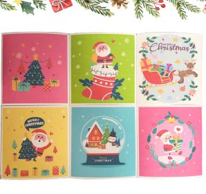 Household Wood Pulp Cotton Cleaning Cloth And Dishwashing (Option: Christmas Theme Color 6 Pieces-19x17x0.2cm)