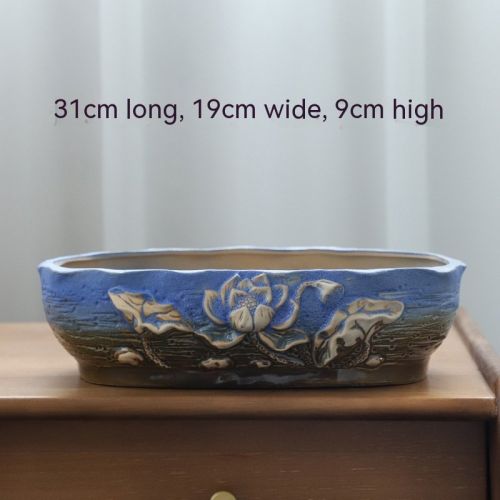 Succulent Flower Pot Shallow Mouth Oval Rectangular Large Diameter Platter Porcelain Simple Retro Stoneware