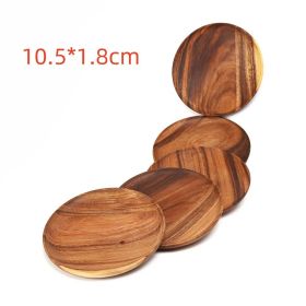 A Variety Of Acacia Solid Wood Round Dishes Unpainted Wooden Dishes (Option: Raw Wood Color-10.5x1.8cm)