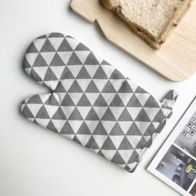 Anti-scald Microwave Oven Gloves High Temperature Resistance (Option: Gray And White Triangle)