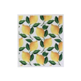 Household Wood Pulp Cotton Cleaning Cloth And Dishwashing (Option: Yellow Lemon-19x17x0.2cm)