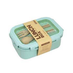 Wheat Straw Insulated Lunch Student Convenient Lunch Box (Color: Green)
