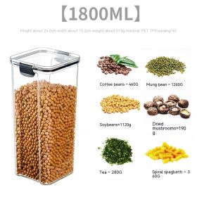 Food Grade Grains Sealed Plastic Cans Transparent Stackable Refrigerator Preservation Storage Box (Option: 1800ML-White)