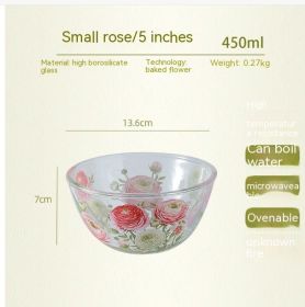 Household High Temperature Resistant Pattern Glass Bowl (Option: Rose-M)