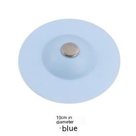Kitchen Press-type Deodorant Closed Bounce Silicone Floor Drain Cover (Color: Blue)