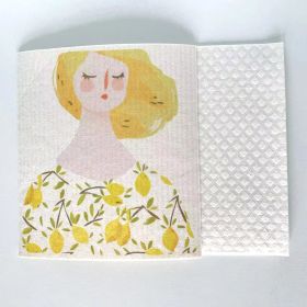 Household Wood Pulp Cotton Cleaning Cloth And Dishwashing (Option: Girl-19x17x0.2cm)