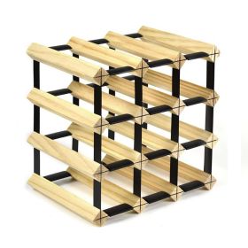 Solid Wood Plaid Wine Rack (Option: 3 Ã— 3 Pine Square Wine Rack)