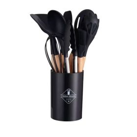 Food Grade Silicone Shovel With Wooden Handle (Option: Black-Default)