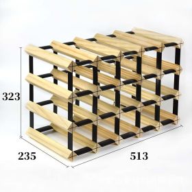 Solid Wood Plaid Wine Rack (Option: 5 Ã— 3 Pine Square Wine Rack)